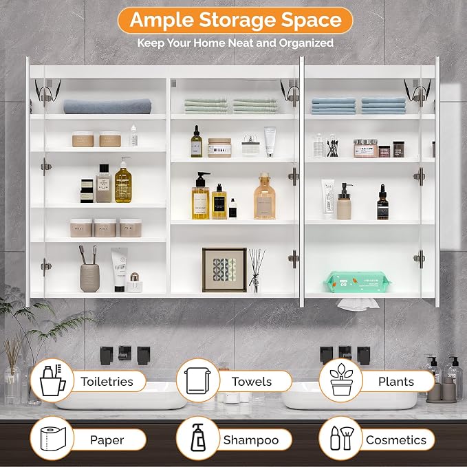 60 x 36 Inch Extra Large Lighted Bathroom Medicine Cabinet