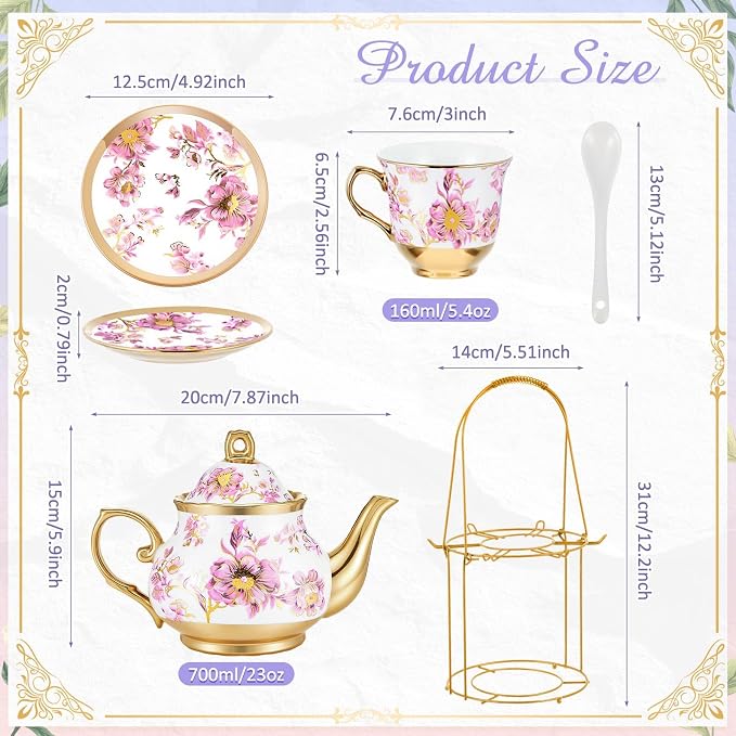 Zhehao 20 Pcs Porcelain Tea Set