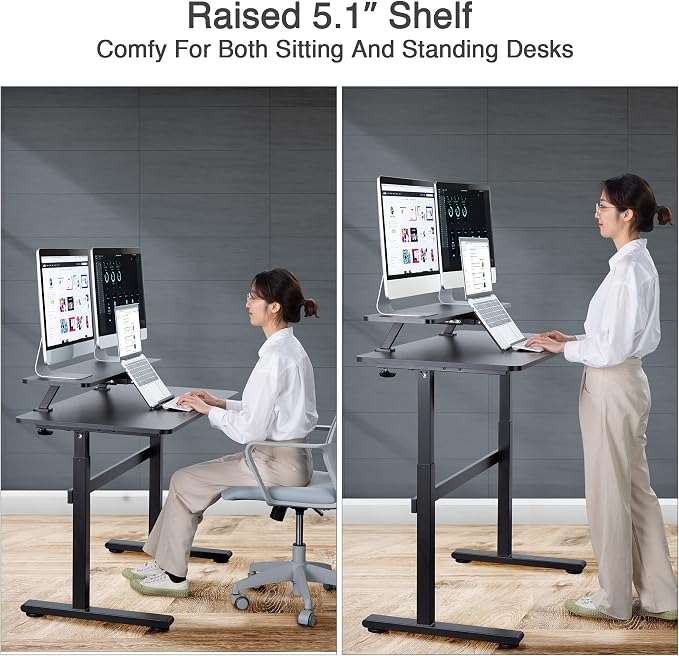 AVLT Clamp Desk Shelf Dual 32" Monitor Riser