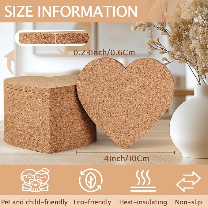 100 PCS Cork Coasters for Laser Engraving, Thick Absorbent Blank Coasters | 4