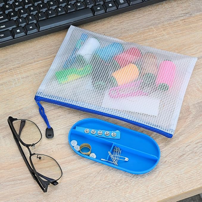 AUSTARK 20 Pcs Zipper File Bags, Plastic Mesh Pouch, Board Game Storage Bag