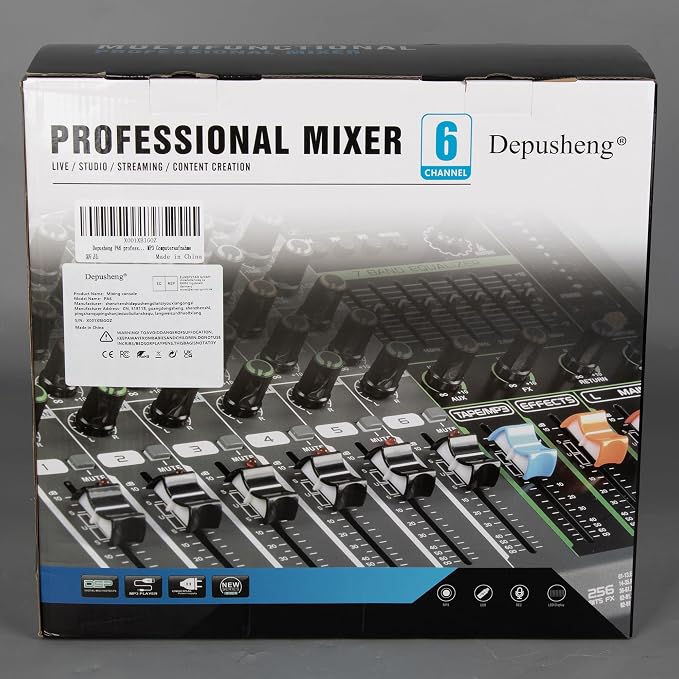 Depusheng PA6 professional DJ audio mixer 6 channel input built-in 256 kinds of