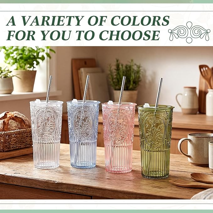 8 Set 20oz Vintage Plastic Tumbler