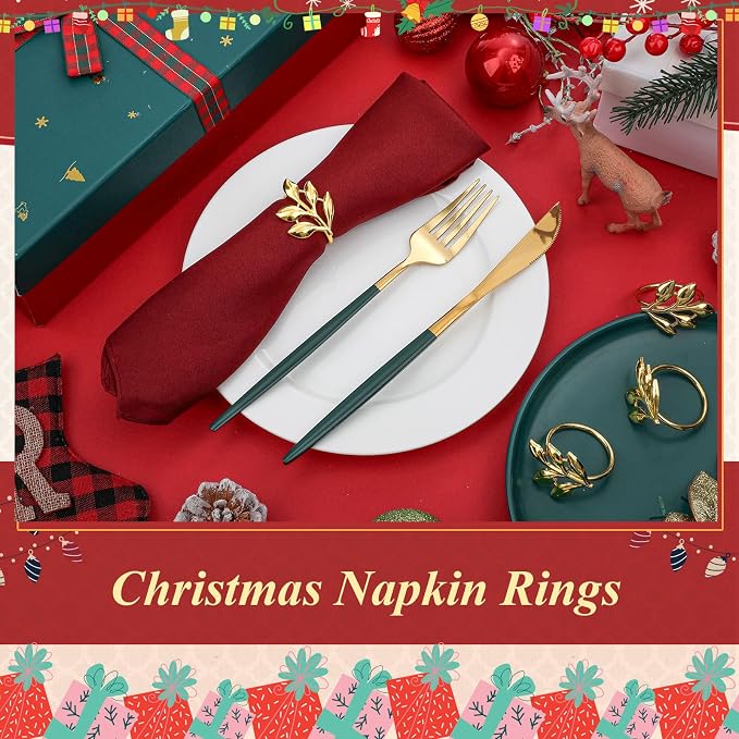WILLBOND Leaf Napkin Rings Holders Fall Party Napkin Rings