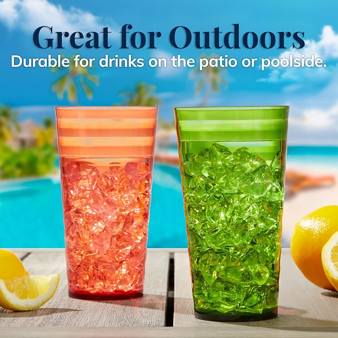US Acrylic Splash 18 ounce Plastic Stackable Water Tumblers in Jewel Tone