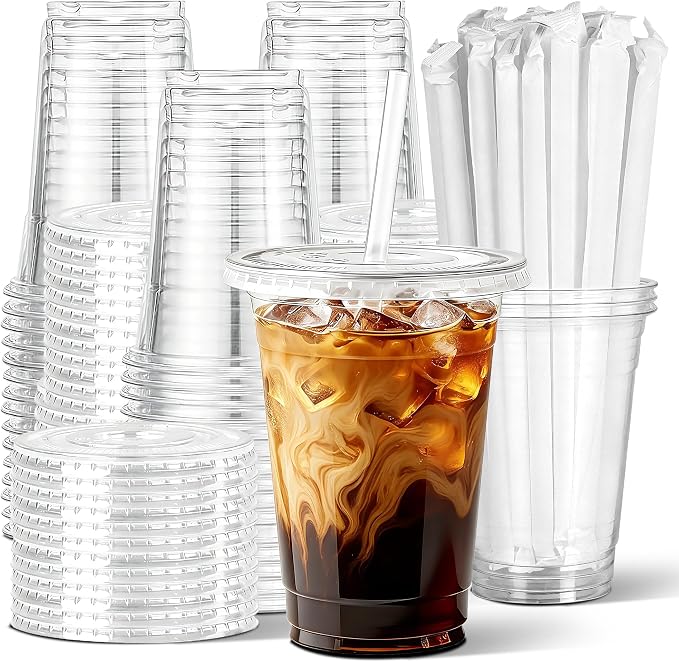 Ginkgo 50 Pack 16 oz Clear Plastic Cups