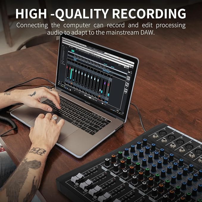XTUGA 6 Channel Audio Mixer Sound Board Mixing Console, Audio Interface PC USB