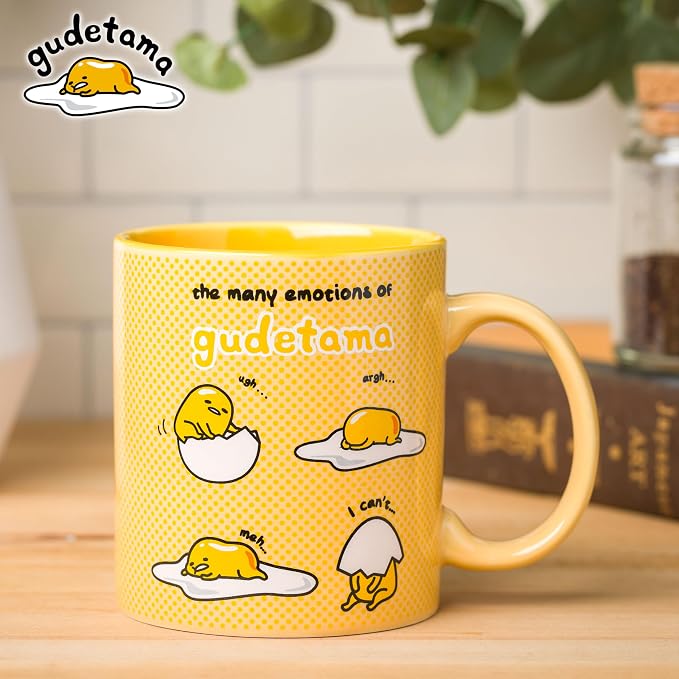 Silver Buffalo Sanrio Gudetama Lazy Egg Many Emotions, Ceramic Mug, 20oz |