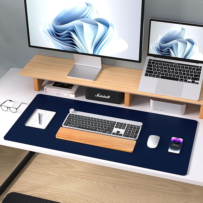 Aothia Leather Desk Pad Protector, Mouse Pad, Office Desk Mat, Non-Slip PU
