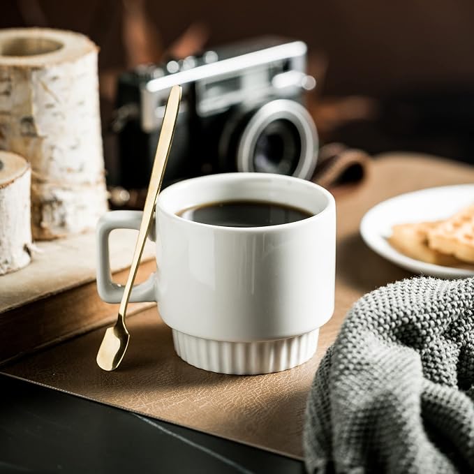 Miamolo Coffee Mugs Set of 4, Stackable Coffee Cups