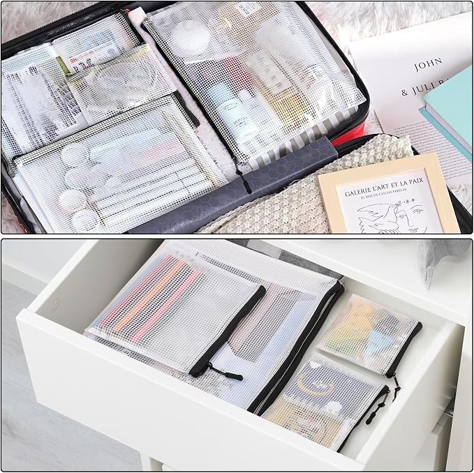 20pcs Multisize Mesh Zipper Pouch, Waterproof Bags