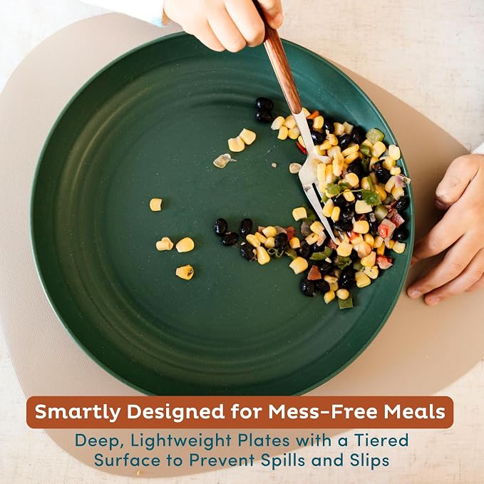 8-Pack Reusable Wheat Straw Plates Set