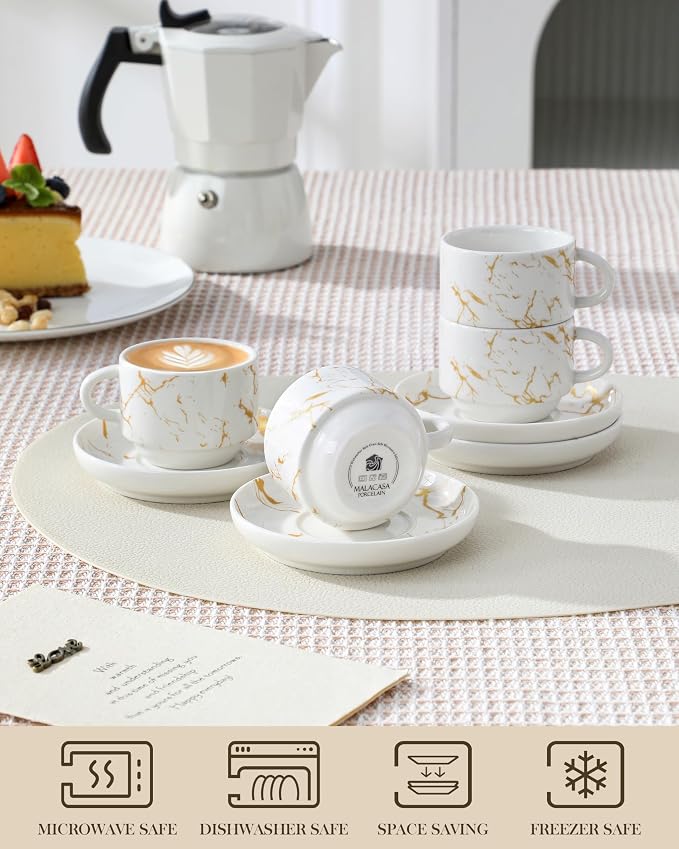 MALACASA 2.5 OZ Porcelain Espresso Cups