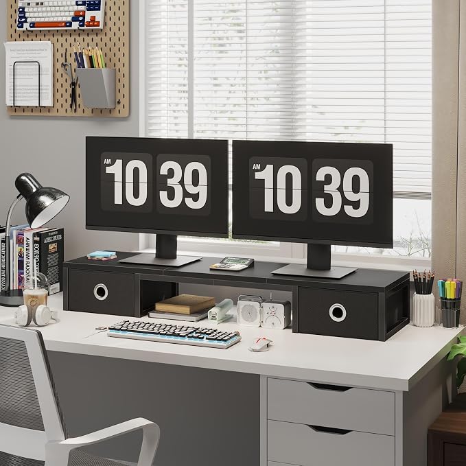 45" Large TV Riser with Fabric Drawers