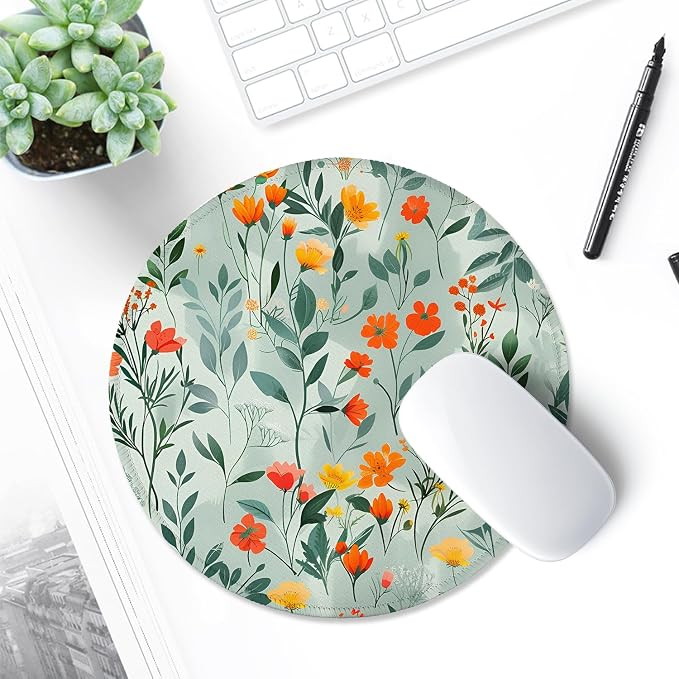 ITNRSIIET Round Mouse Pad with Stitched Edge Premium-Textured Waterproof