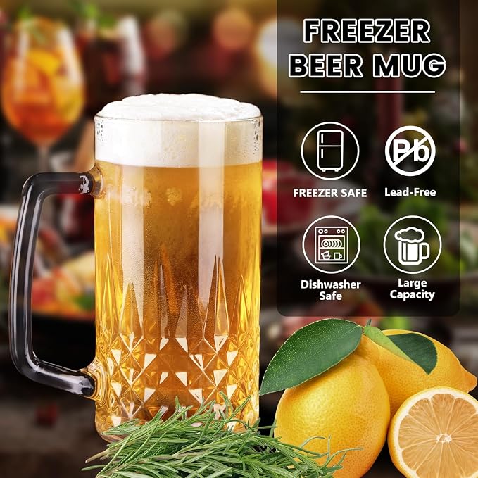 2 Pack Beer Mugs For Freezer, Double Wall Insulated Glasses – Freezer Mugs