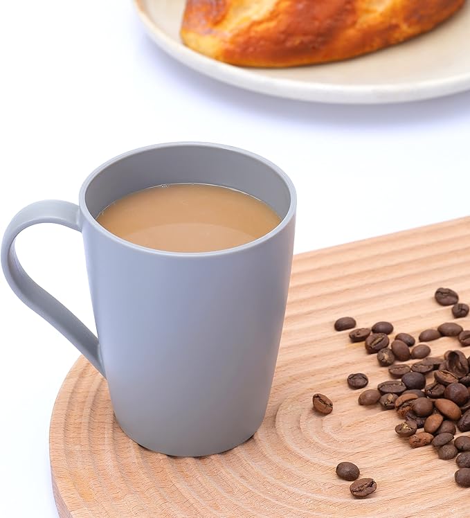 Coffee Mugs Set of 6, 12 Ounce Plastic Coffee Cups Set, 3 Basic Colors |