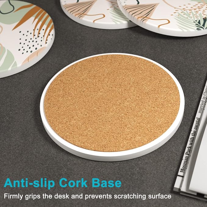 Coasters for Drinks, Kitchen Home Decor Housewarming Gift, Round 4 in