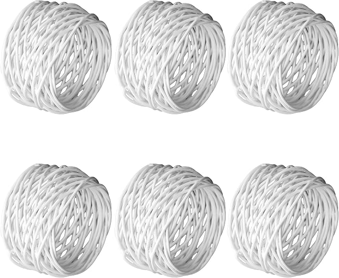 ITOS365 Handmade White Round Mesh Napkin Rings Holder