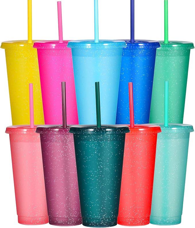 Suertestarry Tumbler with Straw and Lid, Water Bottle Iced Coffee Travel Mug Cup