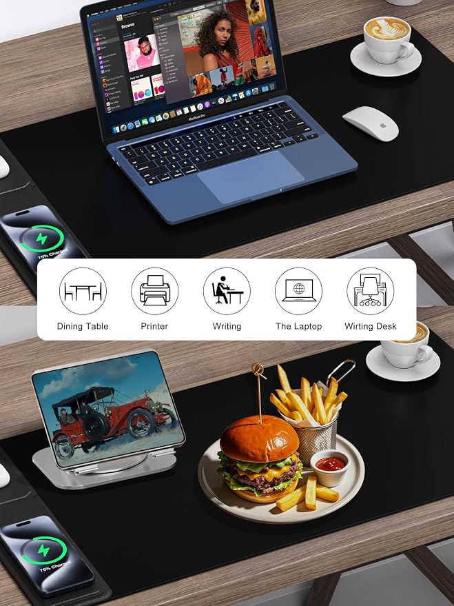 TopMade Mouse Pad with 15W Wireless Charging & Phone Holder, 31.5" x 15.75" XXL