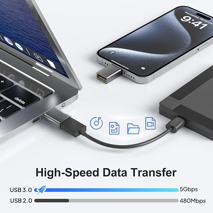 Elebase USB C to USB Adapter 4Pack, USBC Male to USB 3.0 Female MacBook Pro Air