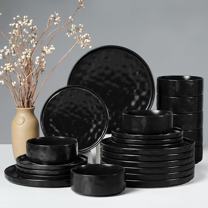 HaWare Dinnerware Sets, 24-Piece Stoneware Dish Set