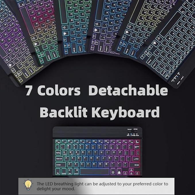 Keyboard Case for Galaxy Tab A8 10.5 Inch 2022, Slim Lightweight 7 Color