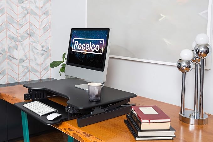 Rocelco 40" Large Height Adjustable Standing Desk Converter