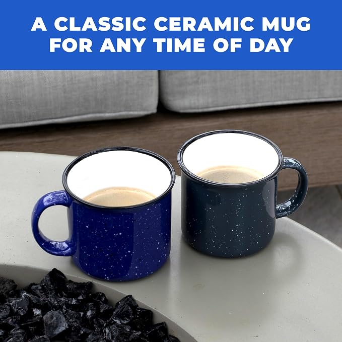 Set of 16 Ceramic Campfire Mugs – 15 Oz, Camping – Customizable