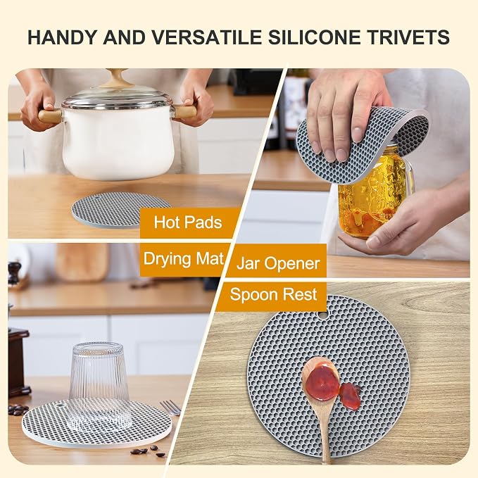 4 PCS Heat Resistant Silicone Trivet Mat