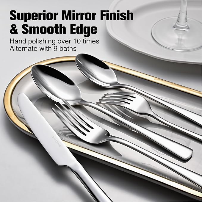 Silverware Set for 8, 40-Piece Forged 18/10 Stainless Steel Flatware Set