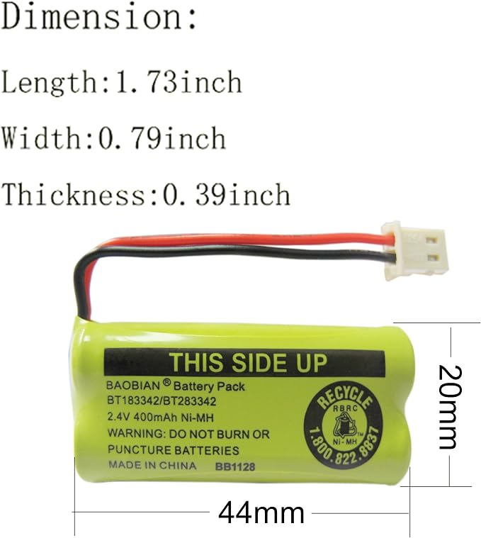 2.4V 400mAh Cordless Home Phone Battery
