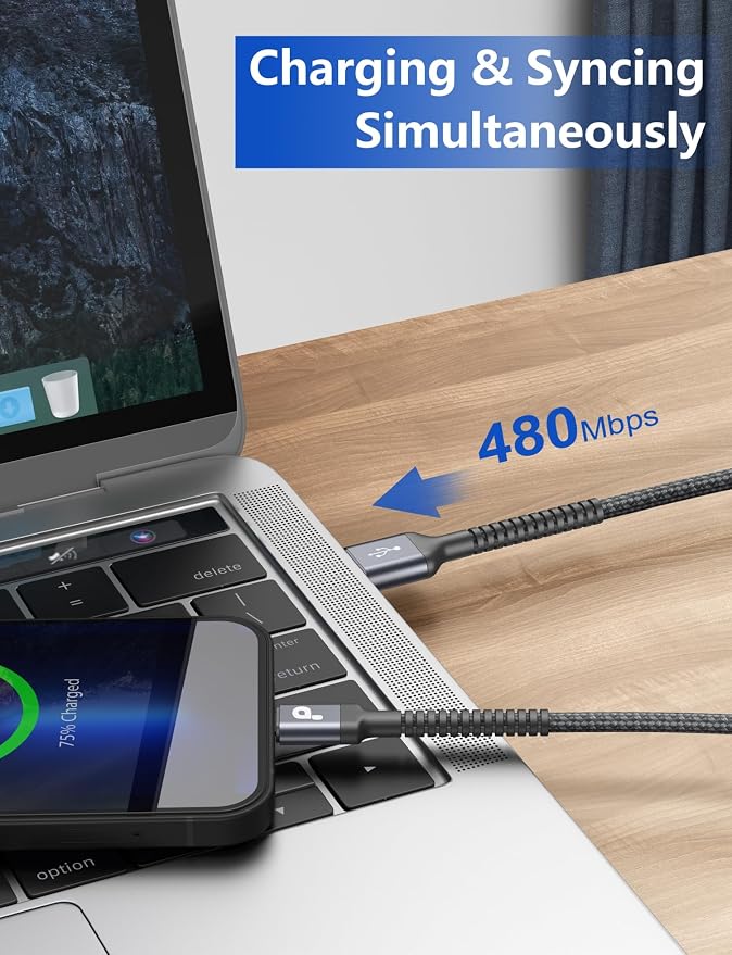 iPhone Charger Cable 2Pack 6FT, Nylon Braided Lightning Cable, Fast Charging