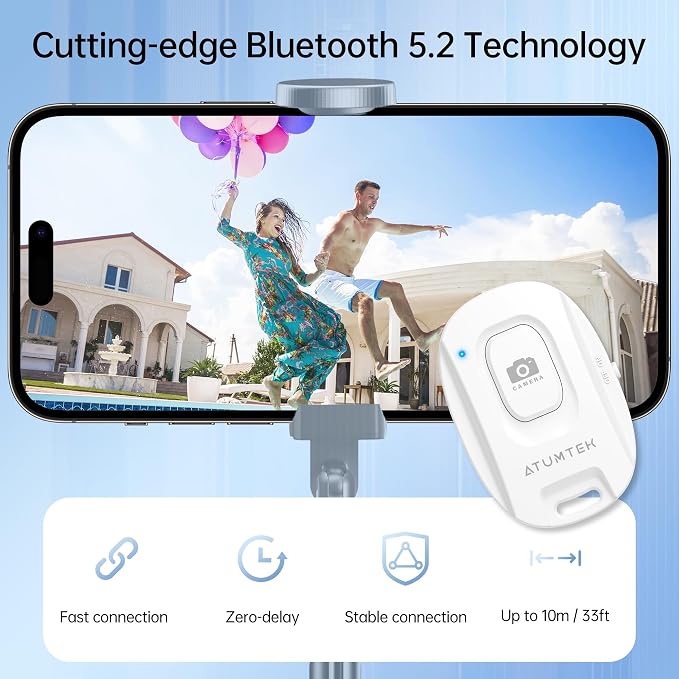ATUMTEK Camera Remote Shutter for iPhone and Android Smartphones, Wireless