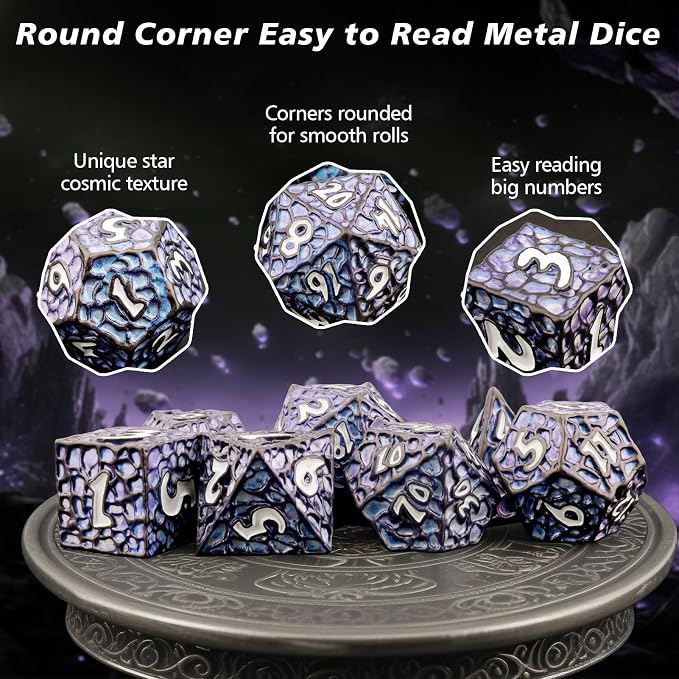 PJOY Metal D&D Dice Set for Dungeons and Dragons Dice