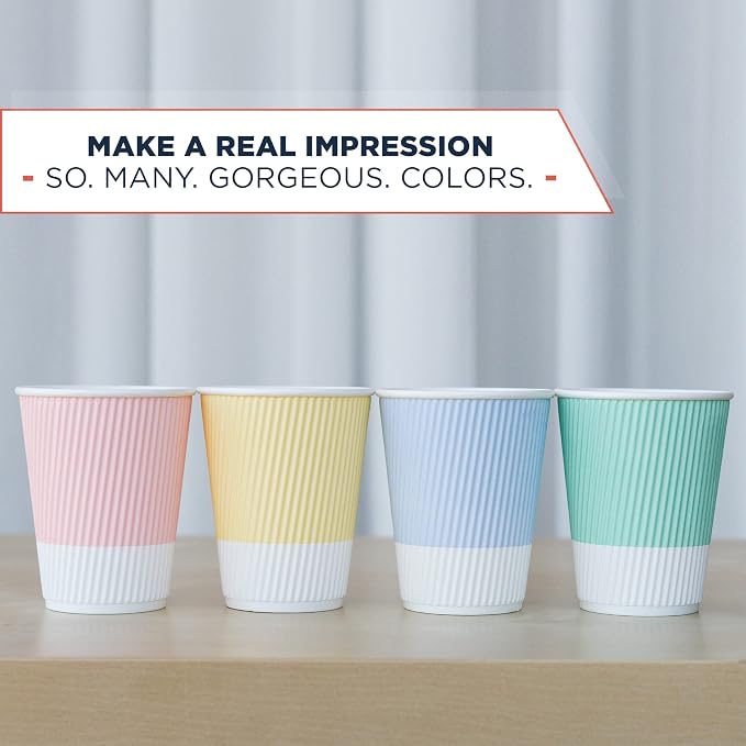 Disposable Coffee Cups With Lids - 12 oz Paper To Go Coffee Cups With