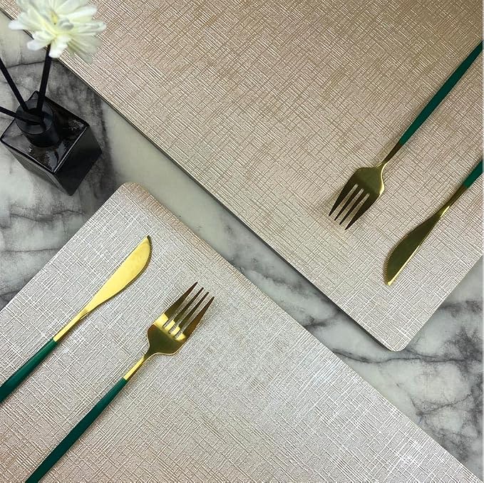 Elegant Placemats and Coasters Set 6, Vinyl Washable Place Mats
