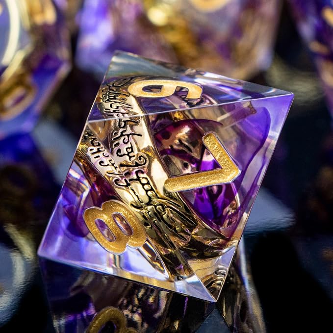 Magic Golden Ring DND Dice Set Sharp Edge Red Resin Dice