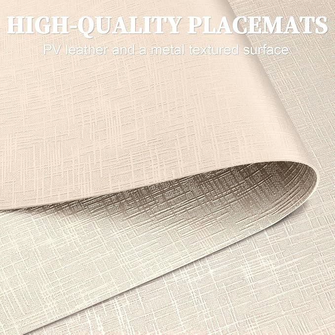 Elegant Placemats and Coasters Set 6, Vinyl Washable Place Mats
