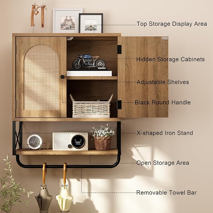 Rattan Bathroom Wall Cabinet