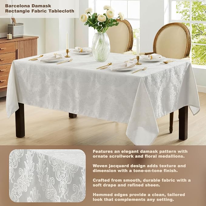 Newbridge Barcelona Luxury Damask Fabric Napkins, 100% Polyester, No Iron