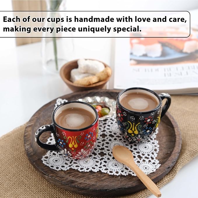 Espresso Cups Set of 2 | 4 oz Small Espresso Cups | Turkish Tea Cups |