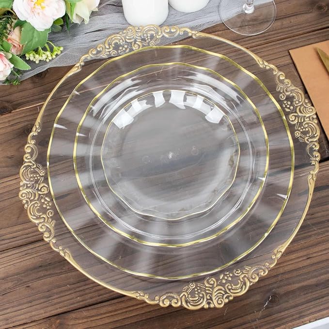 Efavormart 10 Pack | Clear 6" Round Plastic Dessert Salad Plates, Disposable