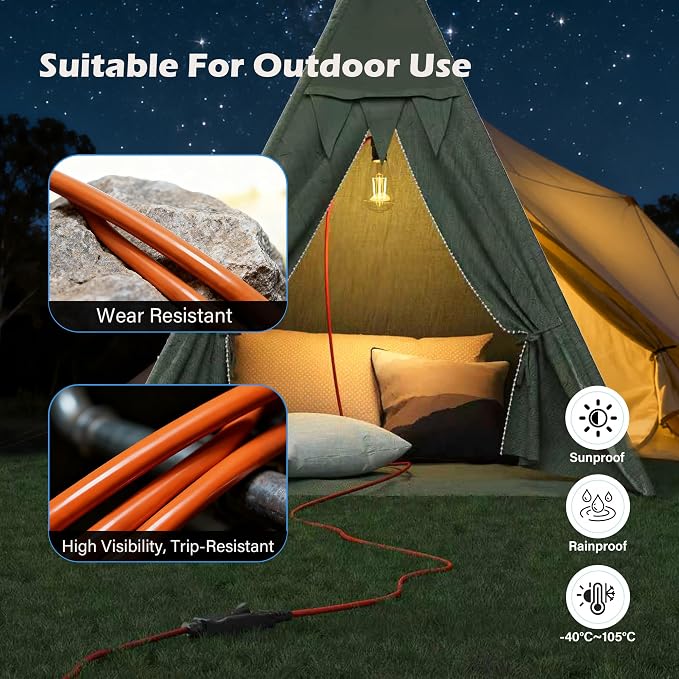 90 Degree 2 Prong Polarized Outdoor Power Extension Cord 35 FT, Angled