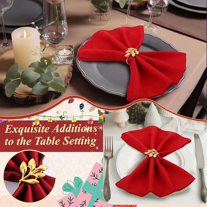 WILLBOND Leaf Napkin Rings Holders Fall Party Napkin Rings