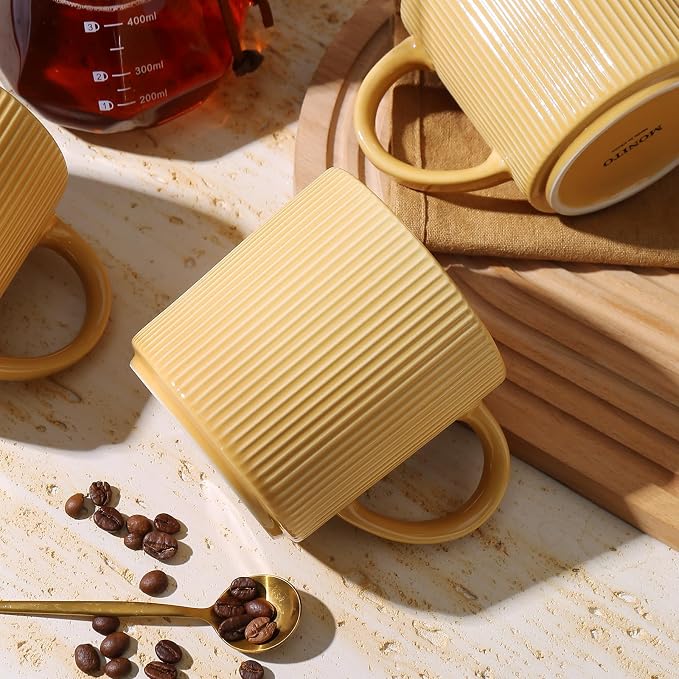 MONITO 16Oz Coffee Mugs Set of 4, Rustic Ceramic Coffee Cups Set