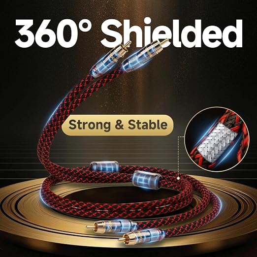 TODN RCA Cables for Audiophile 3ft HiFi Stereo Shielded RCA to RCA Audio Cable