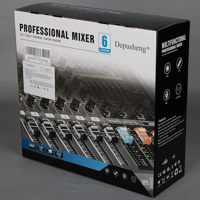 Depusheng PA6 professional DJ audio mixer 6 channel input built-in 256 kinds of