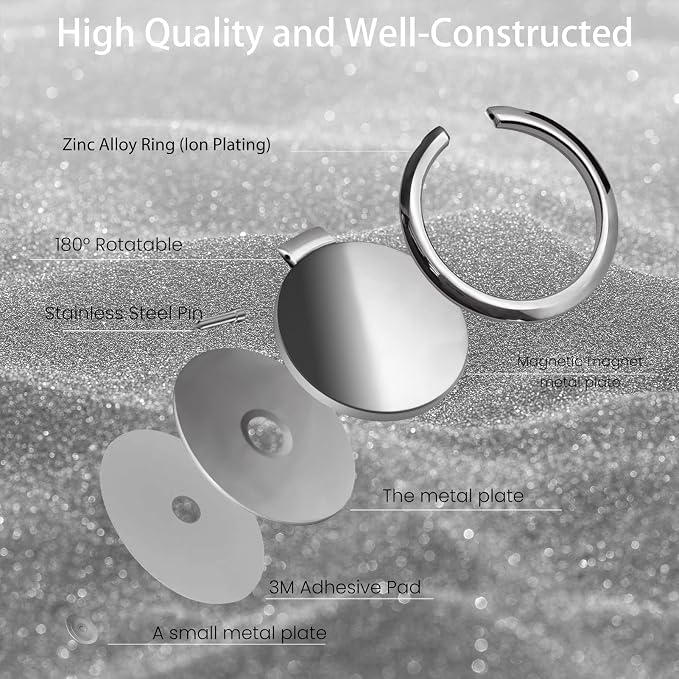 Metal Cell Phone Ring Holder Finger Ring Stand, 360 Degree Rotation Ring